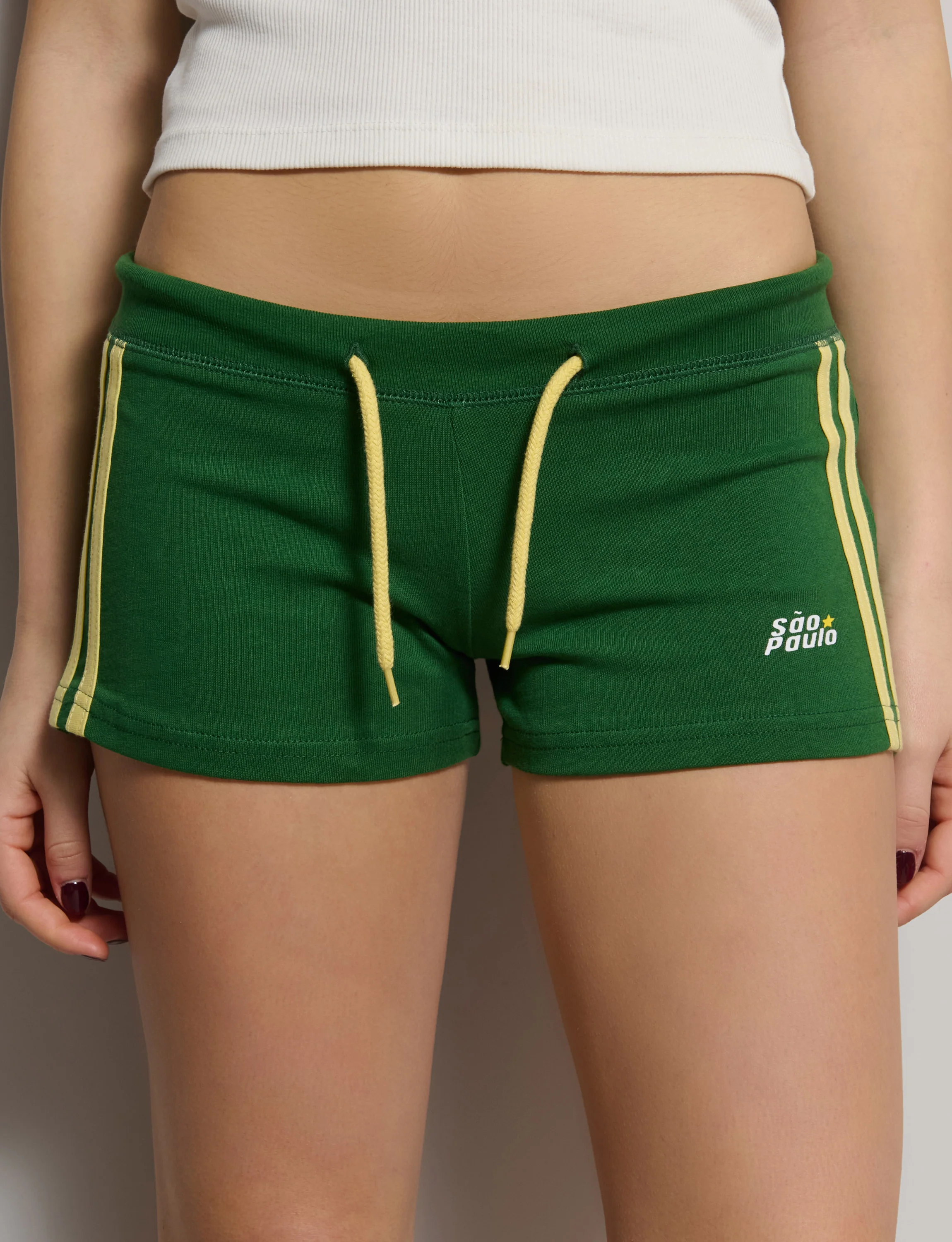 Short verde in jersey con righe laterali e stampe Brasile - Image 4