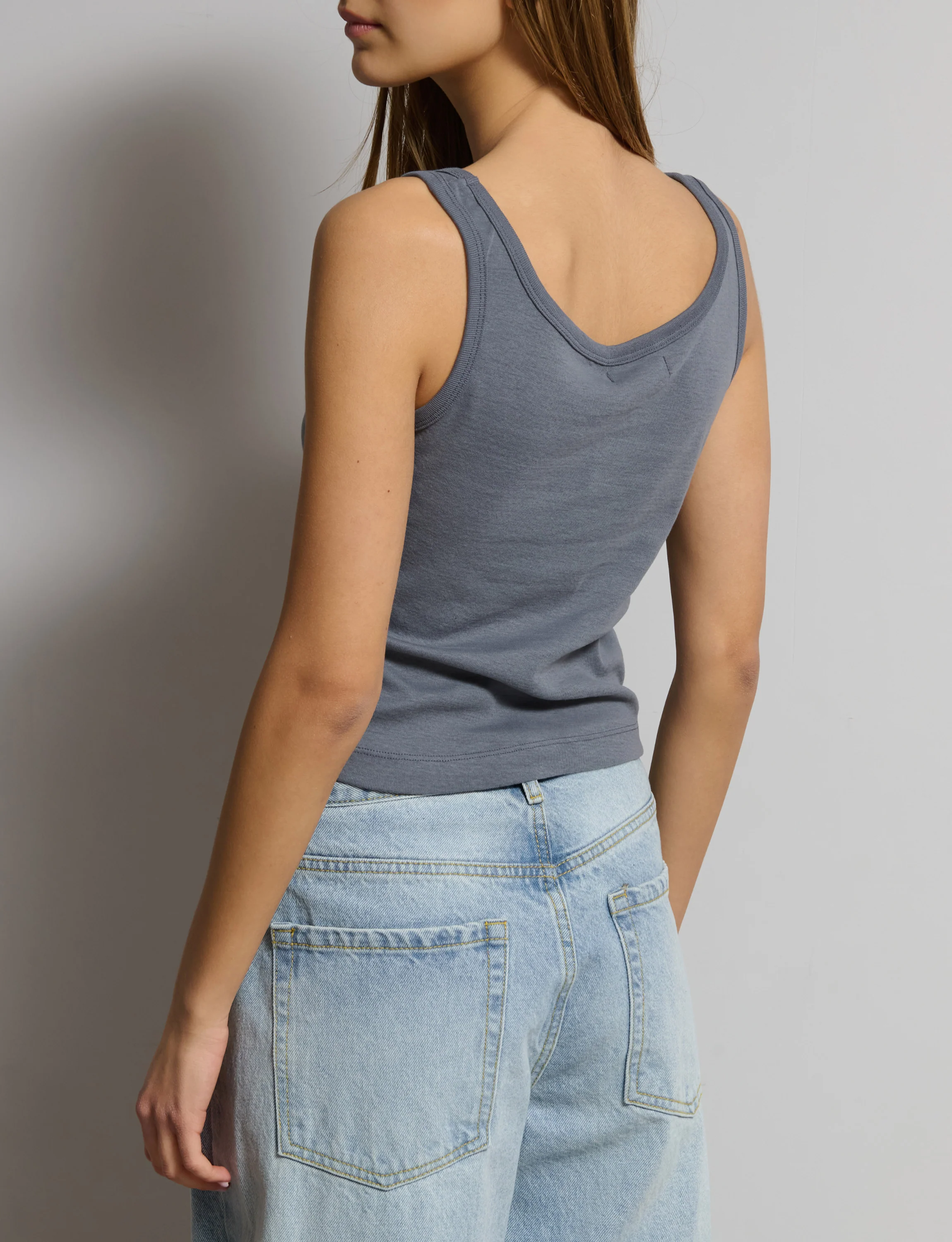 Canotta blu denim con scritta frontale "USA" - Image 3