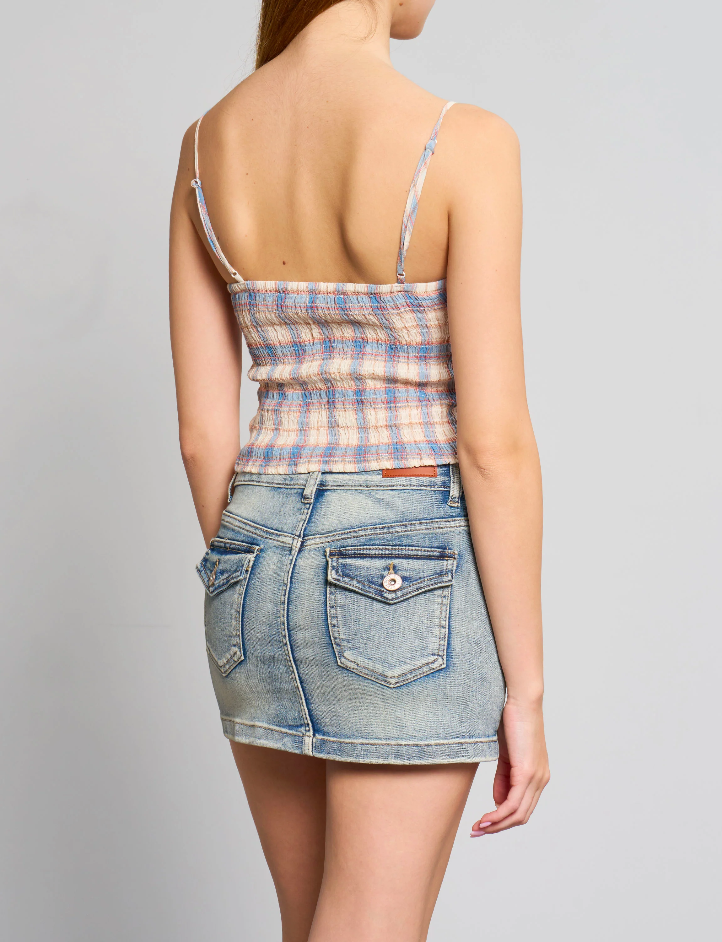 Top a quadri effetto corsetto - Image 4
